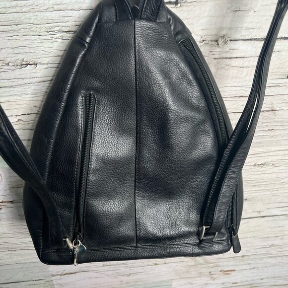 DEREK ALEXANDER  Leather Sling Backpack Zip Straps - Picture 9 of 15